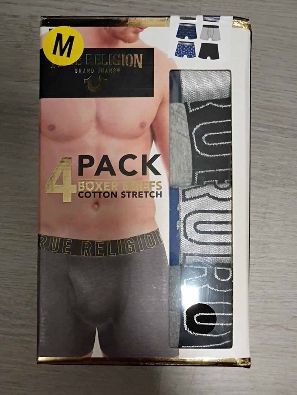 True Religion Men's 4-Pack Boxer Briefs - Gray, Black, Blue
